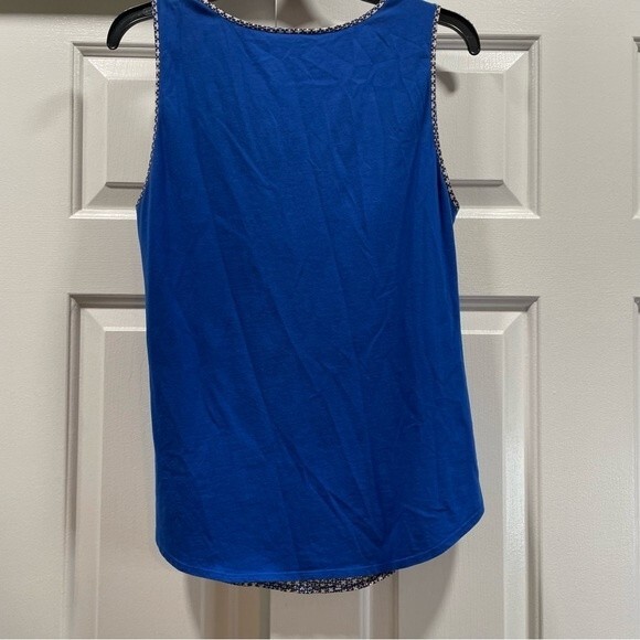Ann Taylor Blue Patterned Sleeveless Blouse Size M - Picture 2 of 8